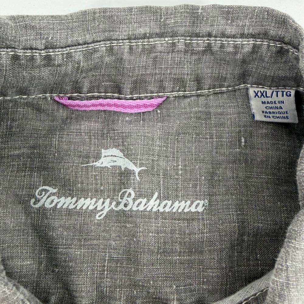 Tommy Bahama Mens XXL Charcoal Gray 100% Linen Long Sleeve Button Front Shirt - Picture 2 of 9